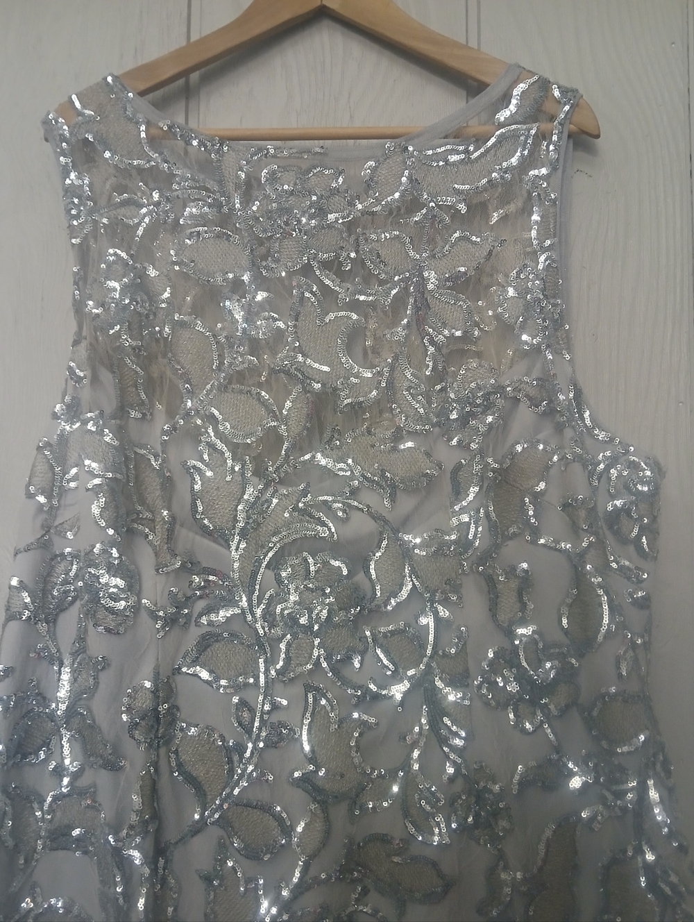 Adrianna Papell Halter Illusion Neckline Sequin Embroidered Sheath Dress 20w - Picture 5 of 13